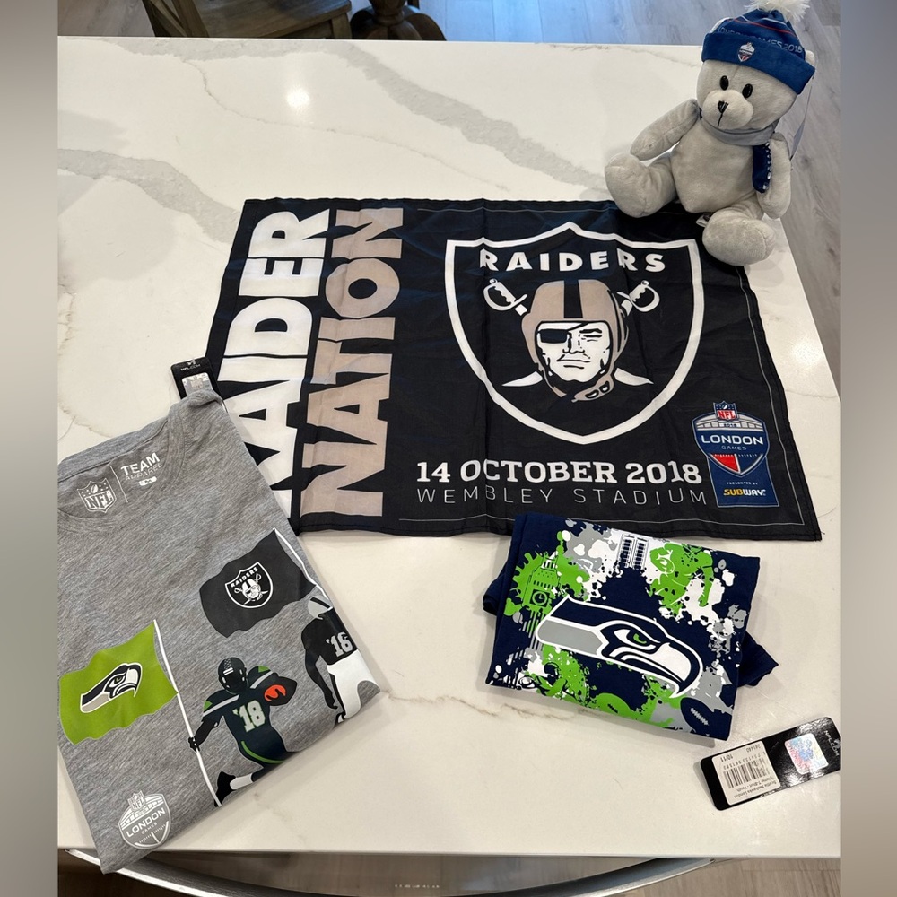 NWT  Seahawks v Raiders London game memorabilia lot